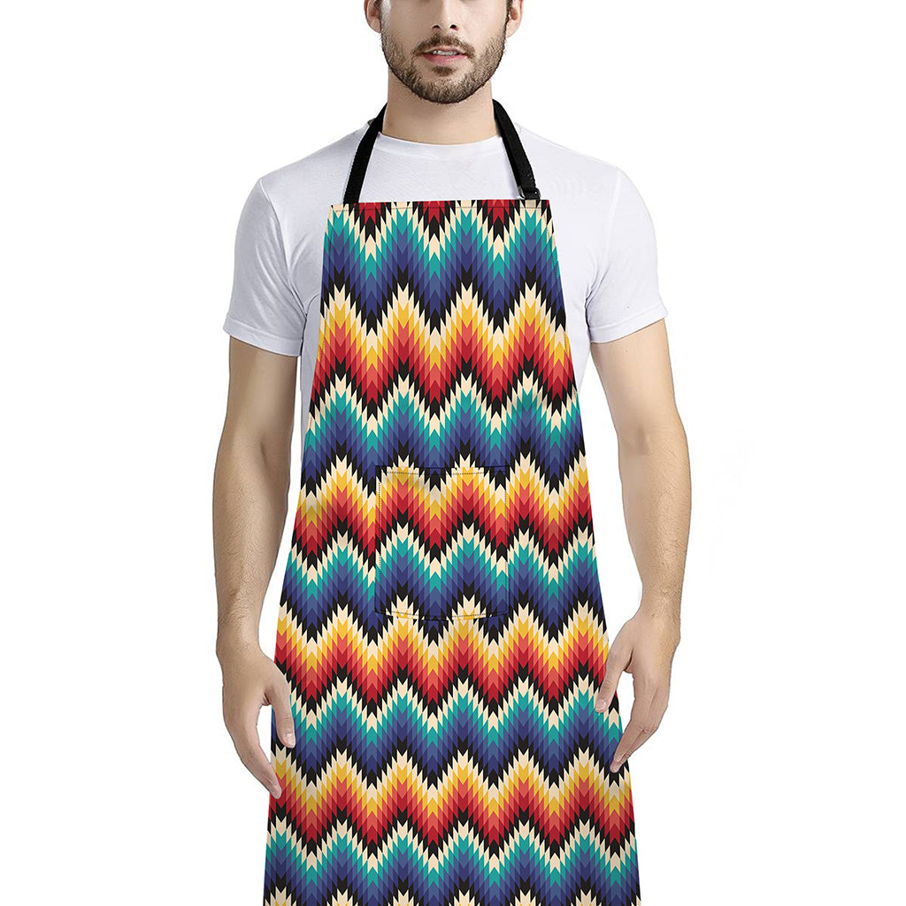 Native Tribal Inspired Pattern Print Bib Apron With Pocket
