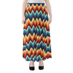 Native Tribal Inspired Pattern Print Chiffon Maxi Skirt