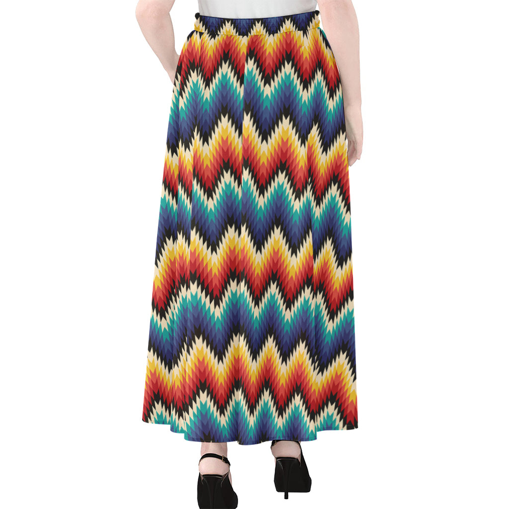 Native Tribal Inspired Pattern Print Chiffon Maxi Skirt