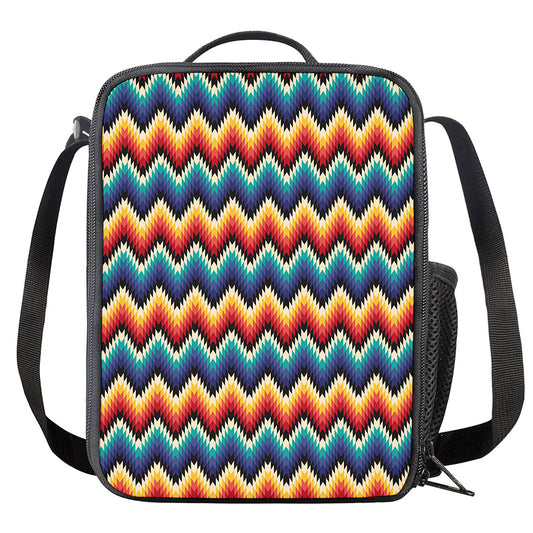 Native Tribal Inspired Pattern Print Crossbody Lunch Bag