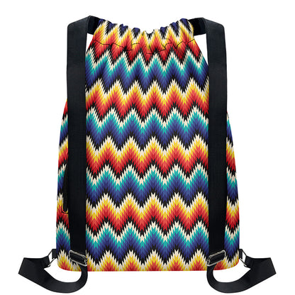 Native Tribal Inspired Pattern Print Drawstring Backpack