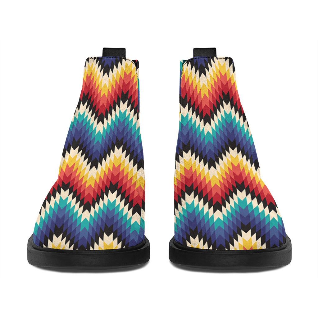 Native Tribal Inspired Pattern Print Flat Ankle Boots