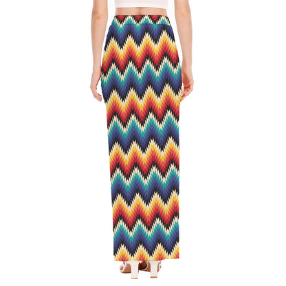 Native Tribal Inspired Pattern Print High Slit Maxi Skirt