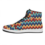 Native Tribal Inspired Pattern Print High Top Leather Sneakers