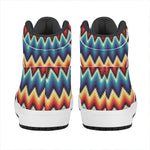 Native Tribal Inspired Pattern Print High Top Leather Sneakers