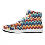 Native Tribal Inspired Pattern Print High Top Leather Sneakers
