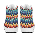 Native Tribal Inspired Pattern Print High Top Leather Sneakers