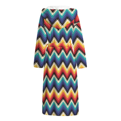 Native Tribal Inspired Pattern Print Hooded Bathrobe