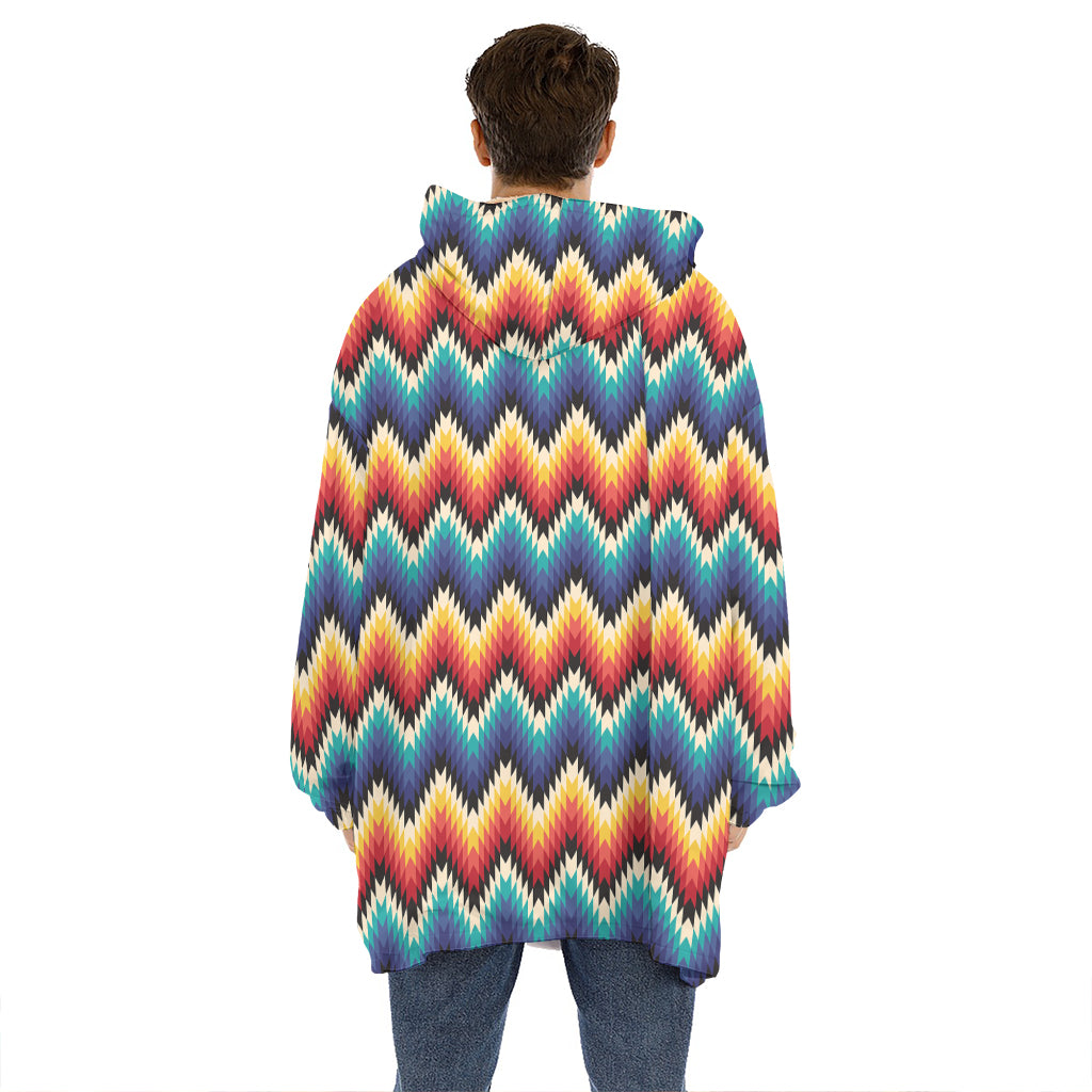 Native Tribal Inspired Pattern Print Hoodie Blanket