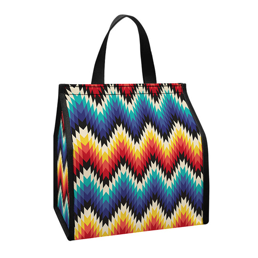 Native Tribal Inspired Pattern Print Insulated Lunch Tote