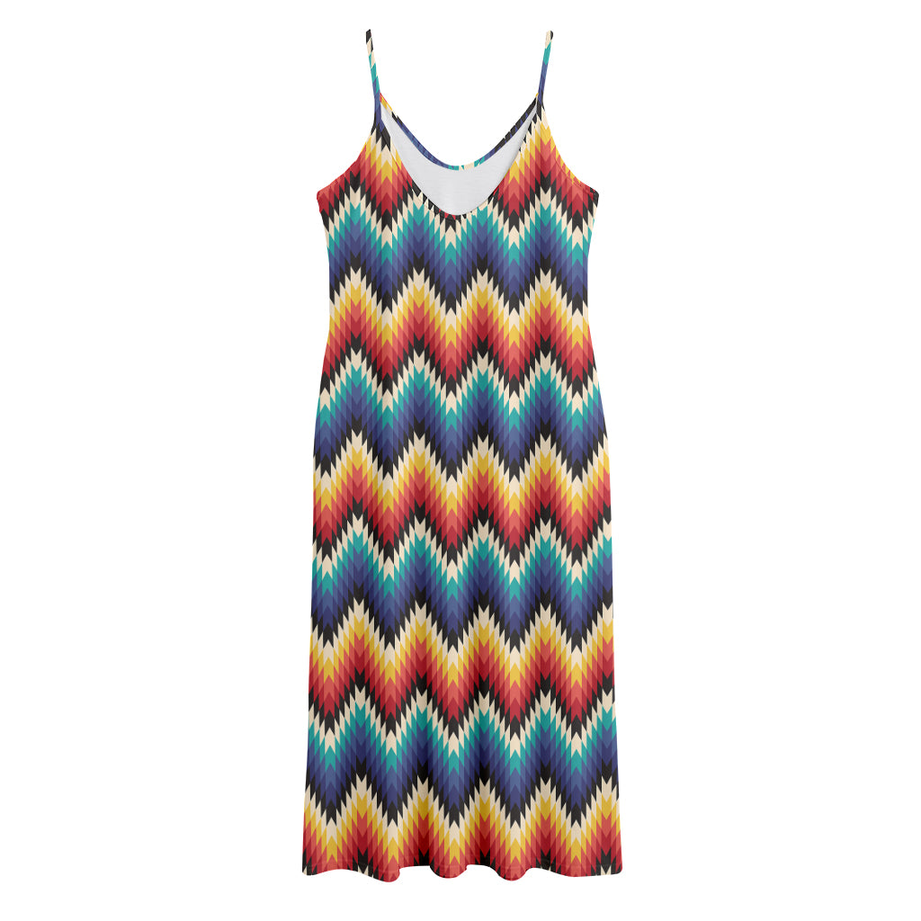 Native Tribal Inspired Pattern Print Jersey Midi Cami Dress
