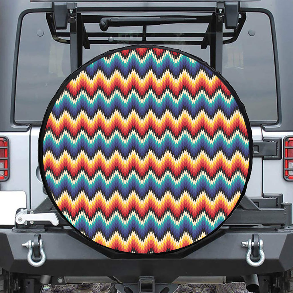 Native Tribal Inspired Pattern Print Leather Spare Tire Cover