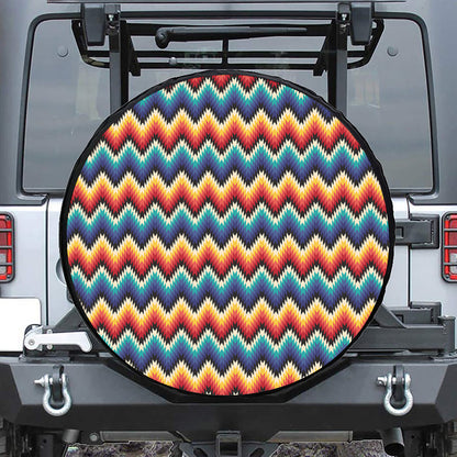 Native Tribal Inspired Pattern Print Leather Spare Tire Cover