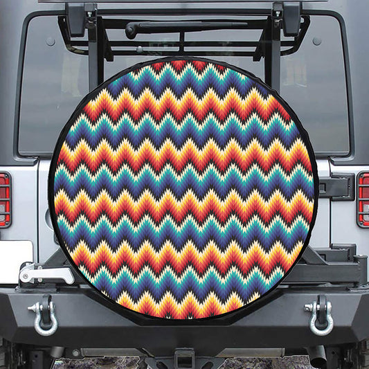 Native Tribal Inspired Pattern Print Leather Spare Tire Cover