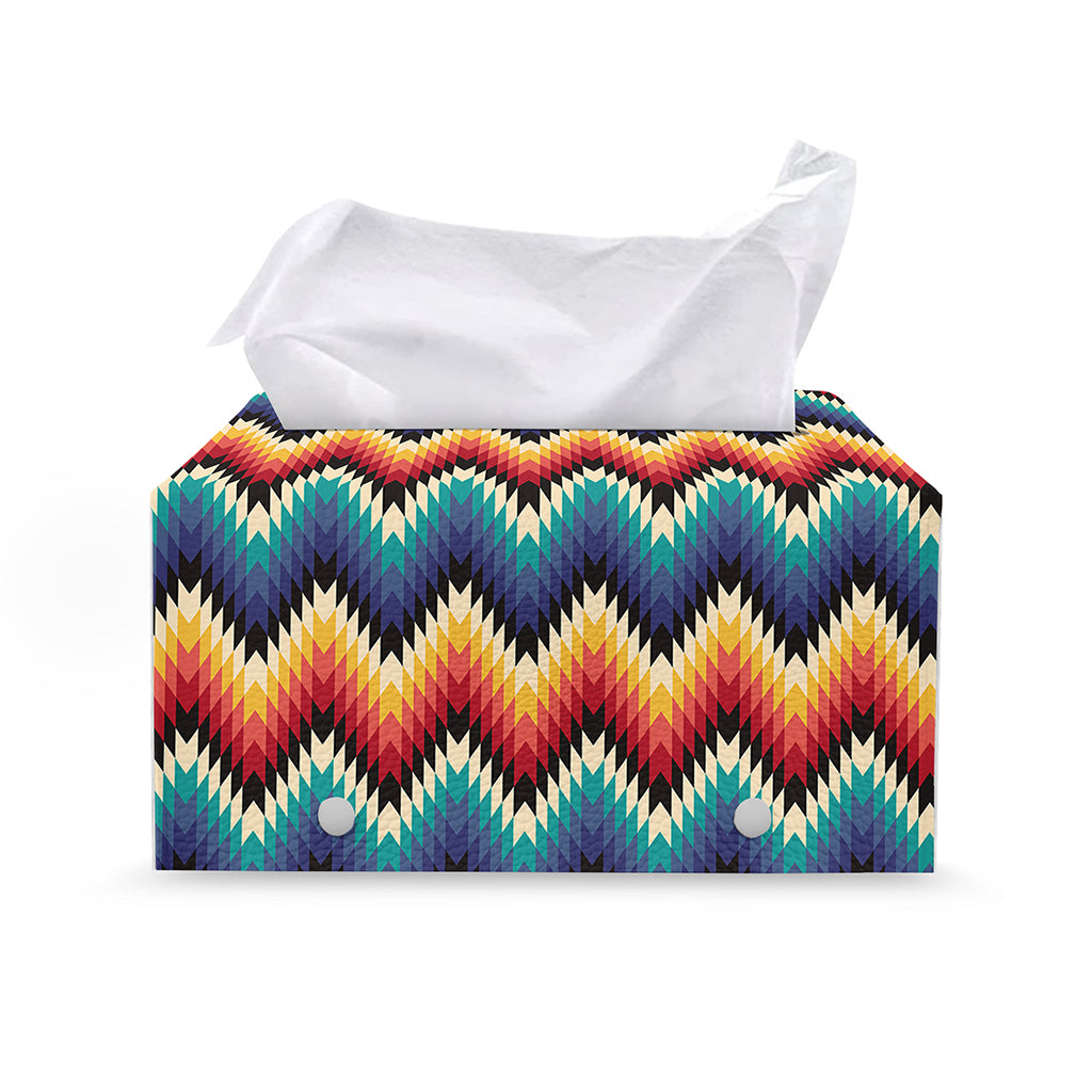 Native Tribal Inspired Pattern Print Leather Tissue Box Cover