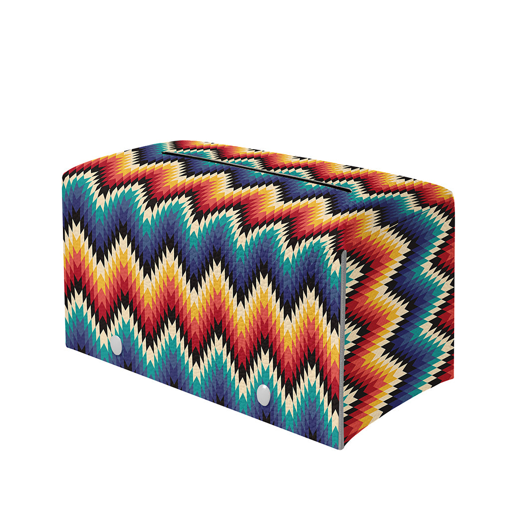 Native Tribal Inspired Pattern Print Leather Tissue Box Cover