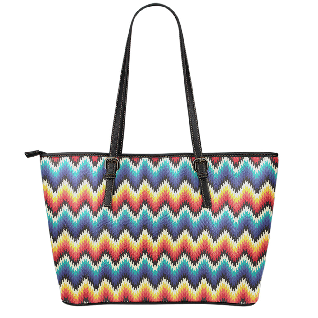 Native Tribal Inspired Pattern Print Leather Tote Bag