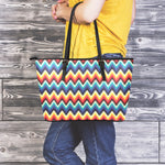 Native Tribal Inspired Pattern Print Leather Tote Bag