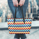 Native Tribal Inspired Pattern Print Leather Tote Bag