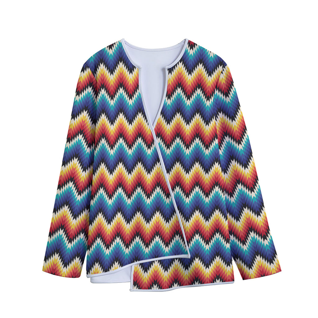 Native Tribal Inspired Pattern Print Long Sleeve Short Coat