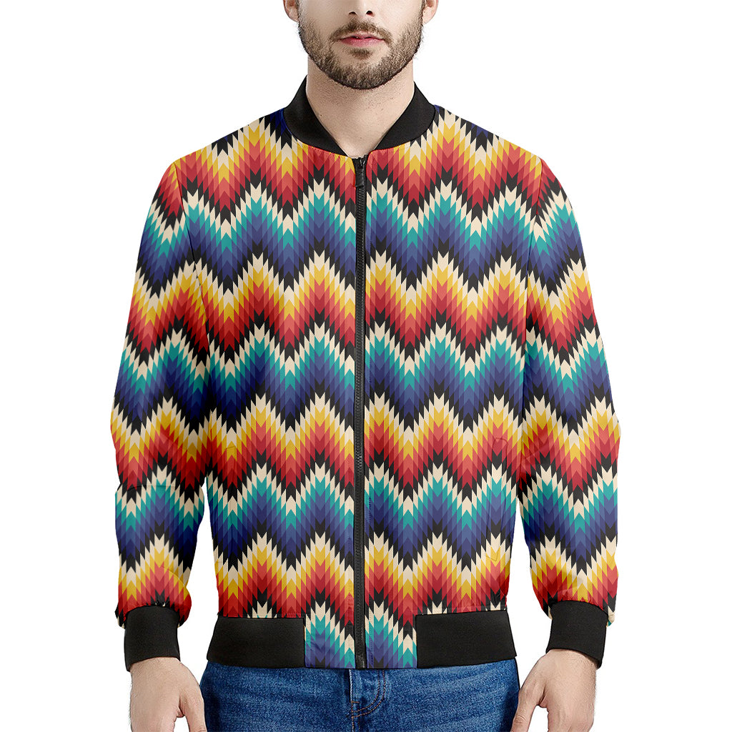 Native Tribal Inspired Pattern Print Men's Bomber Jacket