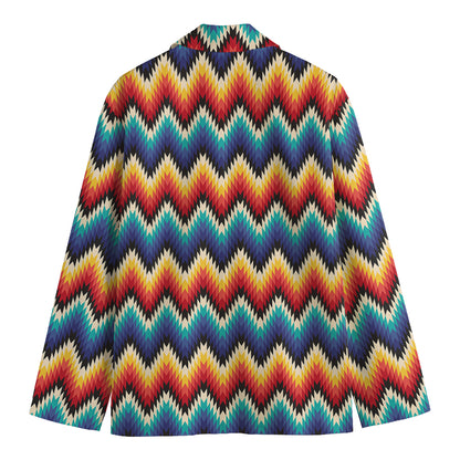Native Tribal Inspired Pattern Print Men's Cotton Blazer