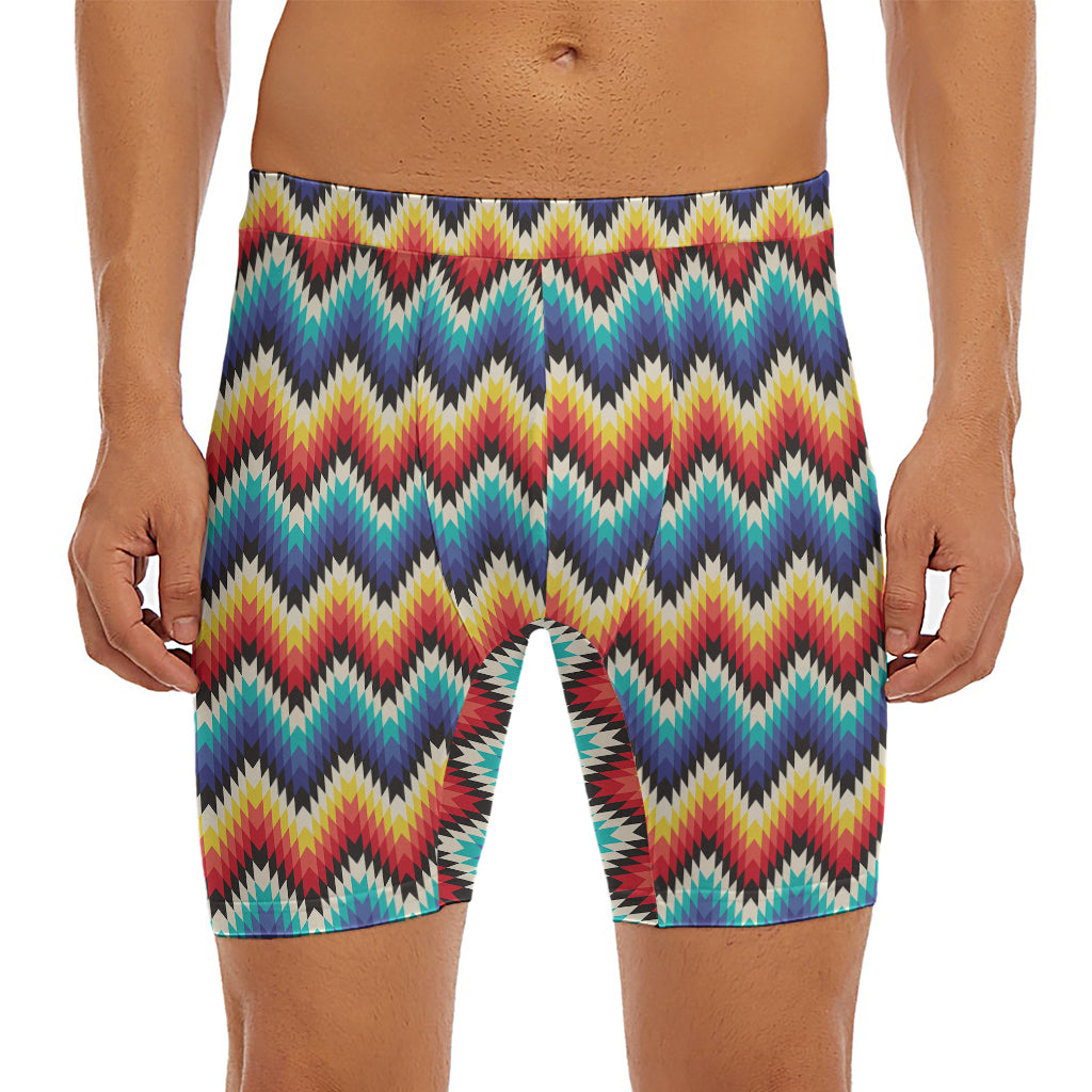 Native Tribal Inspired Pattern Print Men's Long Boxer Briefs