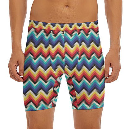 Native Tribal Inspired Pattern Print Men's Long Boxer Briefs