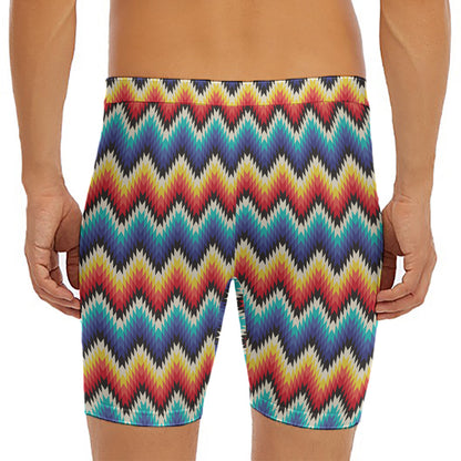 Native Tribal Inspired Pattern Print Men's Long Boxer Briefs