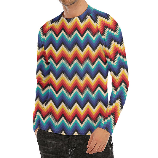 Native Tribal Inspired Pattern Print Men's Long Sleeve Rash Guard