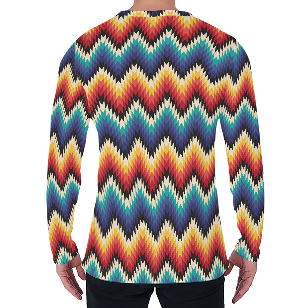 Native Tribal Inspired Pattern Print Men's Long Sleeve T-Shirt
