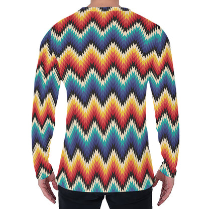 Native Tribal Inspired Pattern Print Men's Long Sleeve T-Shirt