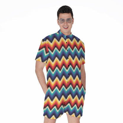Native Tribal Inspired Pattern Print Men's Rompers
