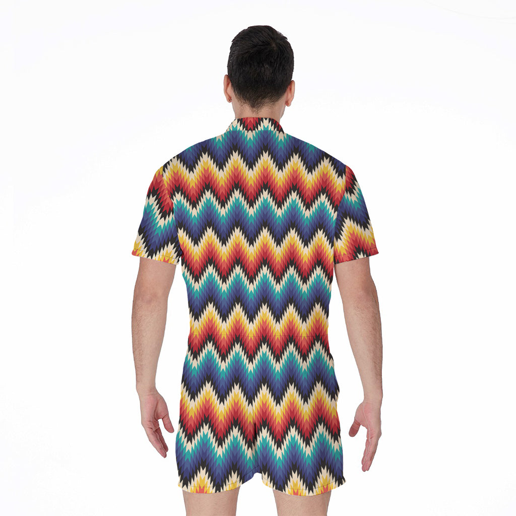 Native Tribal Inspired Pattern Print Men's Rompers