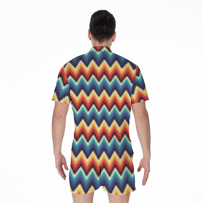 Native Tribal Inspired Pattern Print Men's Rompers