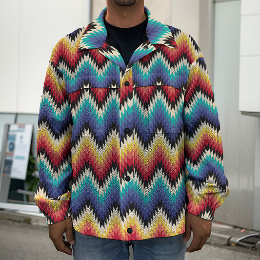 Native Tribal Inspired Pattern Print Men's Shirt Jacket
