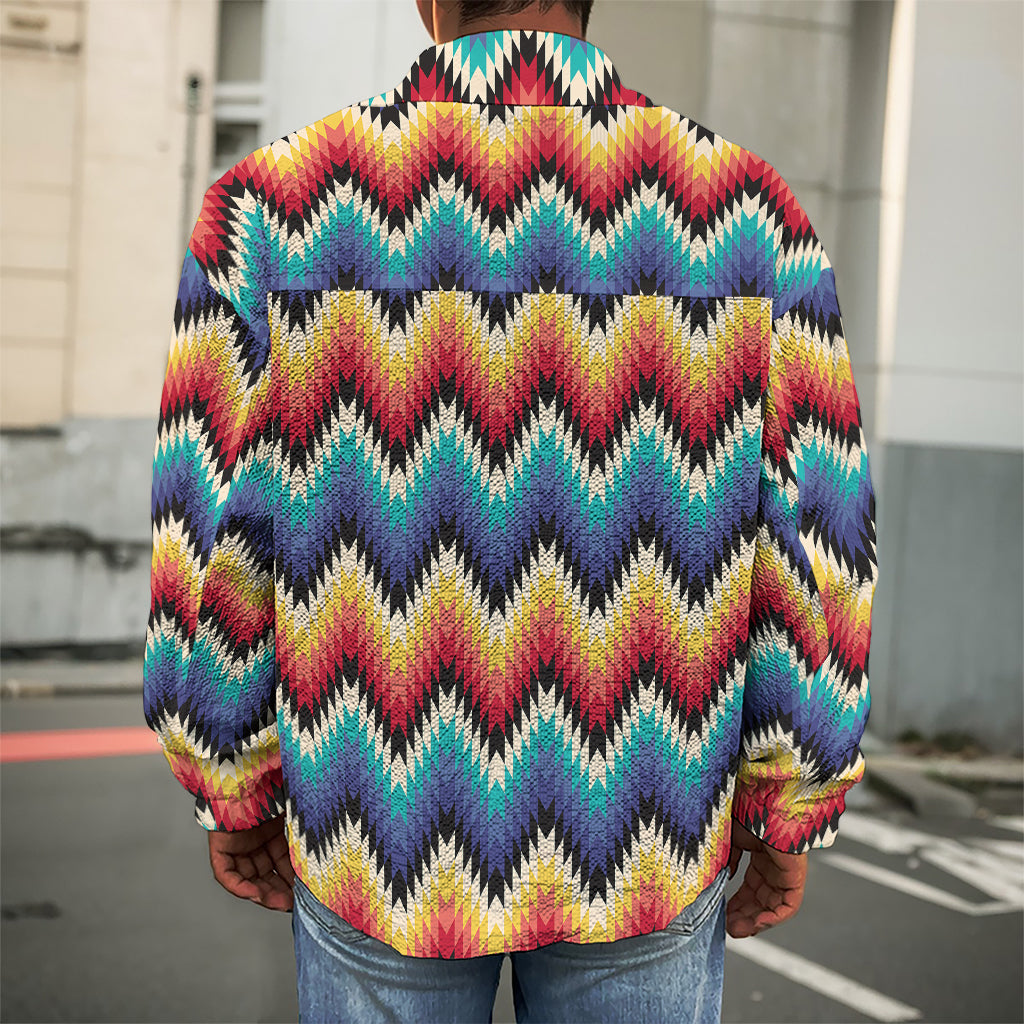 Native Tribal Inspired Pattern Print Men's Shirt Jacket