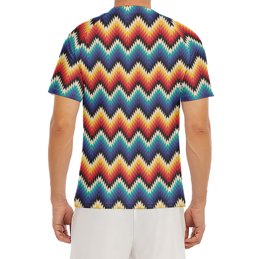 Native Tribal Inspired Pattern Print Men's Short Sleeve Rash Guard