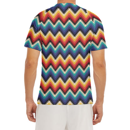 Native Tribal Inspired Pattern Print Men's Short Sleeve Rash Guard