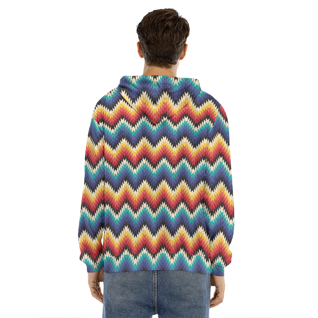 Native Tribal Inspired Pattern Print Men's Velvet Pullover Hoodie