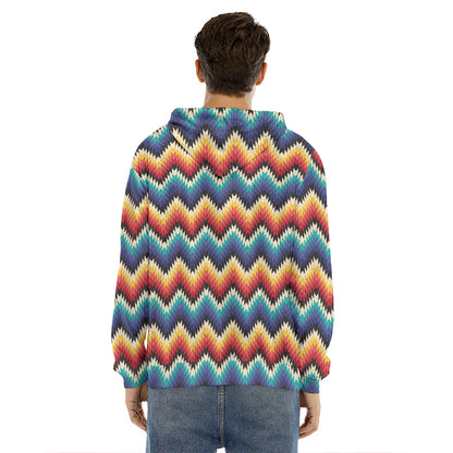 Native Tribal Inspired Pattern Print Men's Velvet Pullover Hoodie