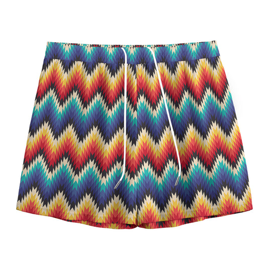 Native Tribal Inspired Pattern Print Mesh Shorts