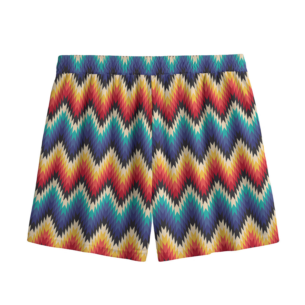 Native Tribal Inspired Pattern Print Mesh Shorts