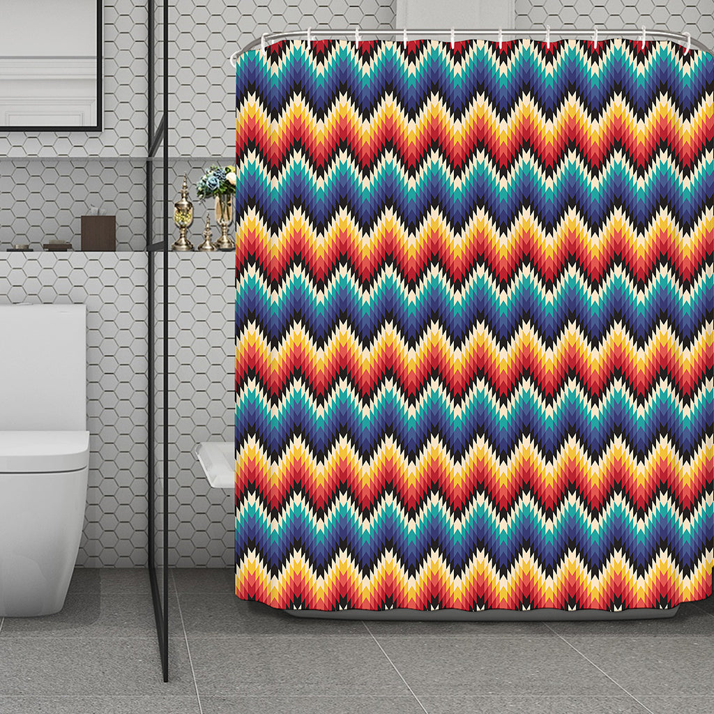 Native Tribal Inspired Pattern Print Polyester Shower Curtain