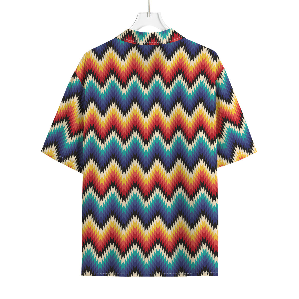 Native Tribal Inspired Pattern Print Rayon Hawaiian Shirt