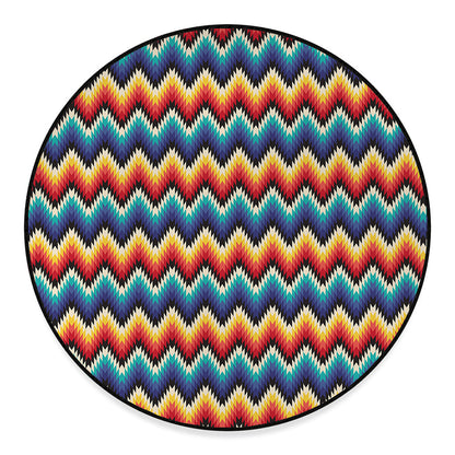 Native Tribal Inspired Pattern Print Round Floor Mat