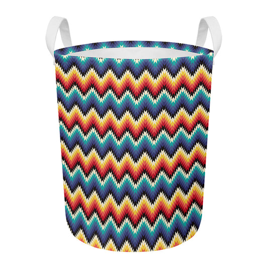 Native Tribal Inspired Pattern Print Round Laundry Basket