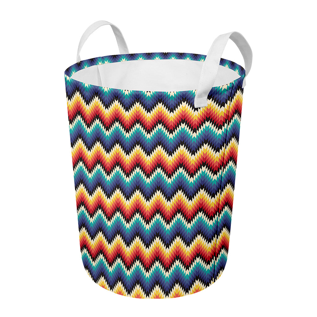 Native Tribal Inspired Pattern Print Round Laundry Basket