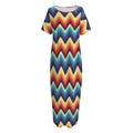 Native Tribal Inspired Pattern Print Short Sleeve Long Nightdress