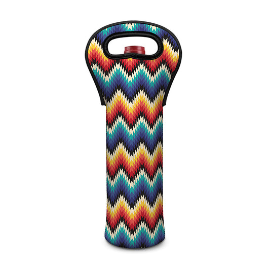 Native Tribal Inspired Pattern Print Single Neoprene Wine Tote